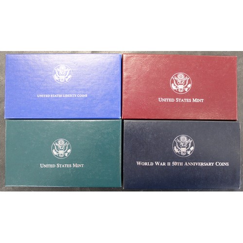 2217 - USA proof 2-coin sets with all dollars struck in silver (4) comprising 1995 Atlanta Olympics set wit... 