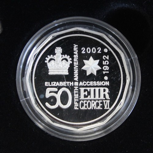 2222 - 2002 Accession Silver proof Set of three coins including 2002 UK £5, 2002 Canada Dollar & ... 