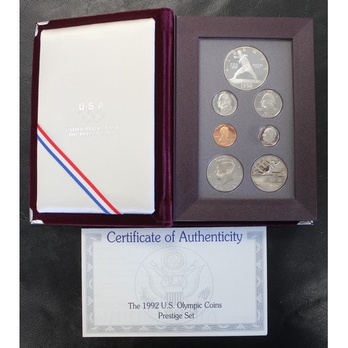 2216 - USA Prestige proof sets (3) comprising 1986 Liberty Set with silver dollar, 1990 Eisenhower Centenni... 