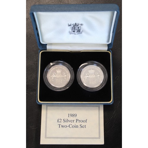 2140 - 1989 Silver proof 2-coin set including the Bill and Claim of Rights. As struck, cased with COA.