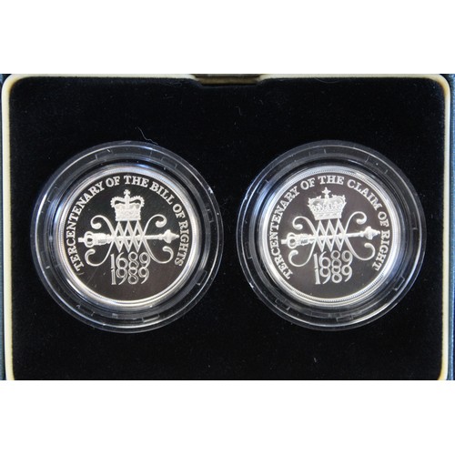 2140 - 1989 Silver proof 2-coin set including the Bill and Claim of Rights. As struck, cased with COA.