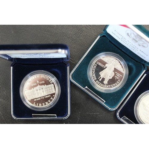 2218 - USA Silver UNC & Proof dollars (4) comprising 2006 San Francisco Old Mint, 1992 White House 200t... 