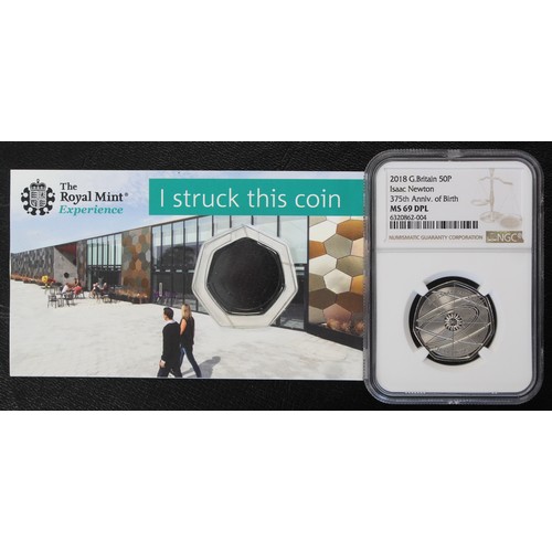 2124 - 2018 Strike on the Day 50p celebrating Sir Isaac Newton. Graded NGC MS69DPL (deep proof-like). Compl... 