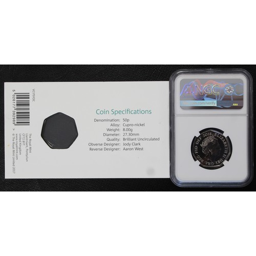 2124 - 2018 Strike on the Day 50p celebrating Sir Isaac Newton. Graded NGC MS69DPL (deep proof-like). Compl... 