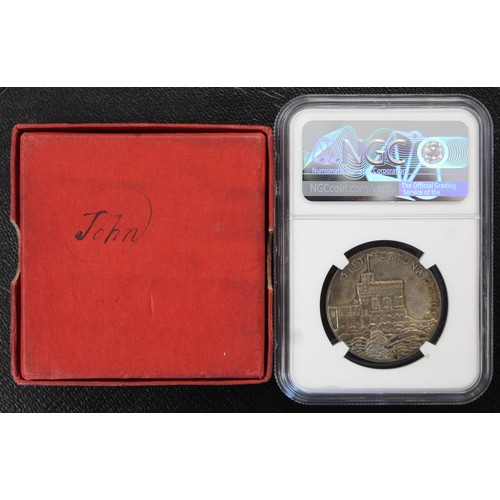 2011 - 1935 Silver Jubilee Medal of George V struck in silver by P. Metcalfe. Graded NGC MS62 with only a d... 