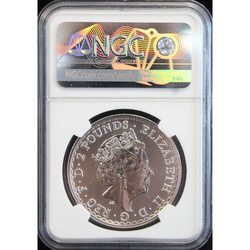 2197 - 2020 Silver Britannia £2 with Radial Sunburst reverse. Graded MS69 and one of under 400 presen... 