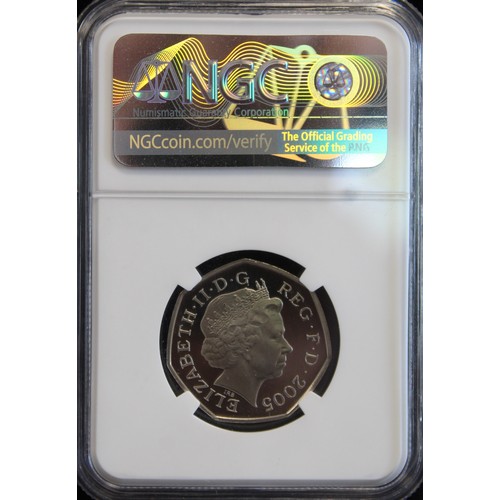 2115 - 2005 Silver piedfort proof 50p commemorating Johnson's Dictionary. Graded NGC PF69 Ultra Cameo and t... 