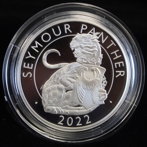 2183 - 2022 Silver Proof 1oz Tudor Beasts Seymour Panther. About as struck with case, COA & outer box.