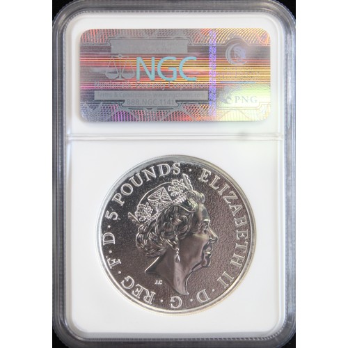 2179 - 2016 2oz silver Queen's Beasts Lion of England. Graded NGC MS69 and presented in a Great Britain hol... 