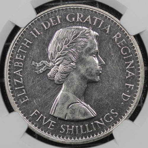 2057 - 1960 Crown, Elizabeth II. Struck for the New York exhibition of the same year. Graded NGC PL58 (proo... 