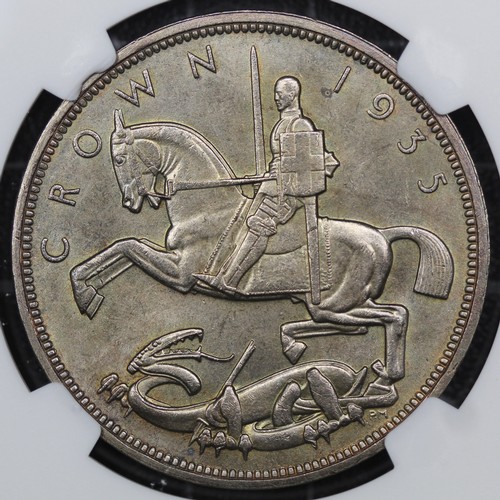 2050 - 1935 Crown, George V. Graded NGC MS64, with underlying mint lustre. A superb example of a common coi... 