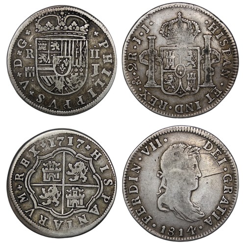 2213 - Coins of Spain & Mexico, 2 reales (2) comprising Spain 1717 & Mexico 1814. Both nFine/Fine.&... 