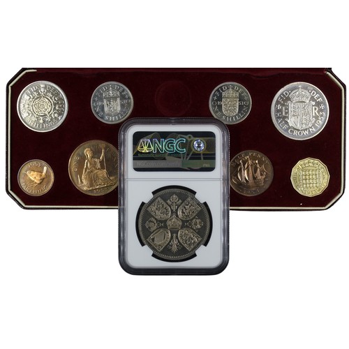 2098 - 1953 Part proof set, Elizabeth II. Presented in original red case of issue with the crown graded NGC... 