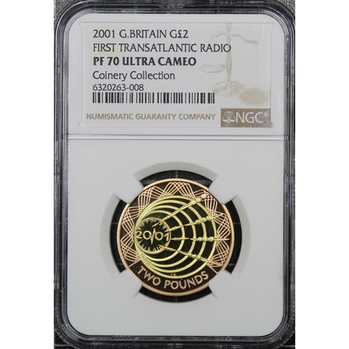 2025 - 2001 Marconi Wireless gold proof £2 coin. Graded NGC PF70 Ultra Cameo, joint Top Pop, and pres... 