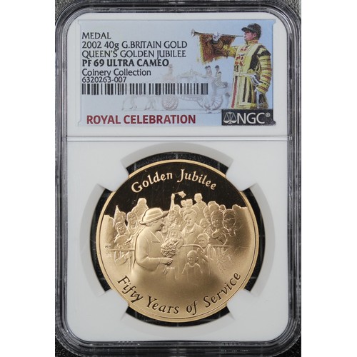 2027 - 2002 Queen Elizabeth II Golden Jubilee Medal struck in 22ct gold. One of only 250 examples struck, t... 