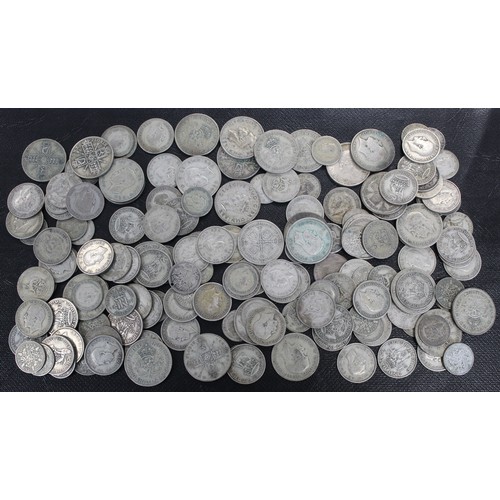 2104 - Pre-1947 silver coins, occasionally foreign or of slightly higher fineness though comprising mostly ... 