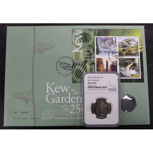 2120 - BUNC 2009 Kew Gardens 50p Graded NGC MS67DPL (deep proof-like). Formerly in a 250th Anniversary PNC/... 