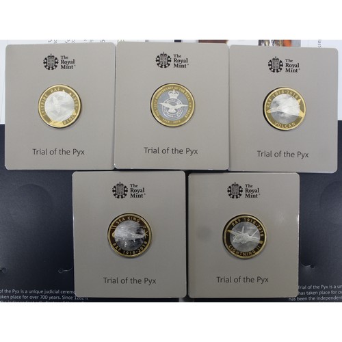 2194 - Trial of the Pyx 2018 Silver proof RAF £2 coin collection. Comprising all 5 in the RAF series includ... 