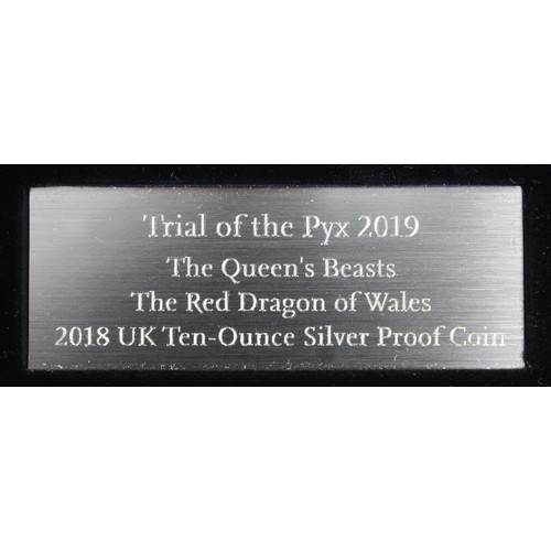 2190 - Trial of the Pyx 2018 Queen's Beasts 10oz silver proof £10, The Red Dragon of Wales. The Trial of th... 