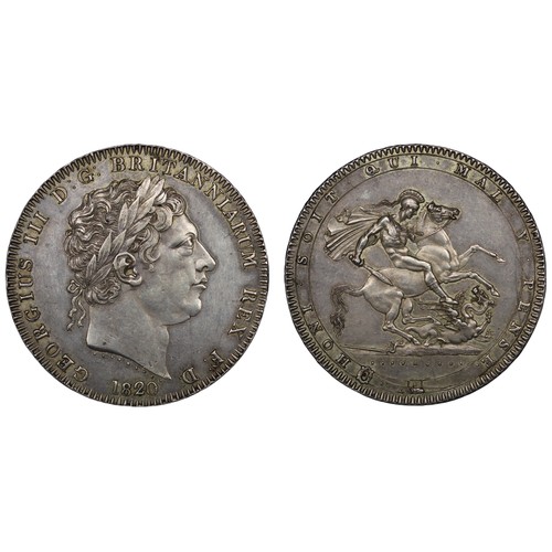 2036 - 1820/19 Crown, George III. Edge LX with the overdate strong with some doubling also to PISTRUCCI to ... 