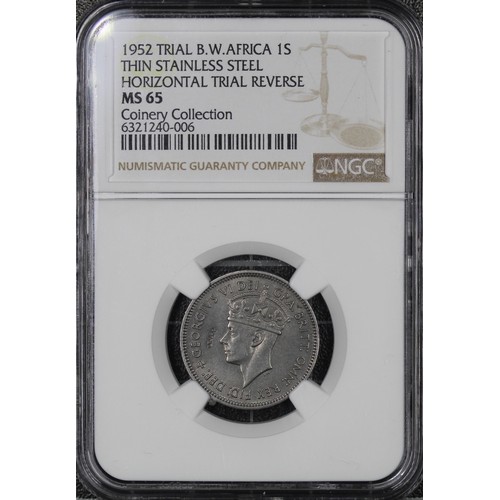 2207 - British West Africa 1 Shilling Trial piece, George VI, struck in stainless steel. Issued in the fina... 