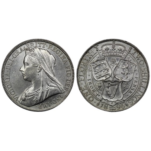 219 - 1896 Florin, Victoria. Obv. old veiled head, Rev. three shields of England, Scotland & Ireland w... 