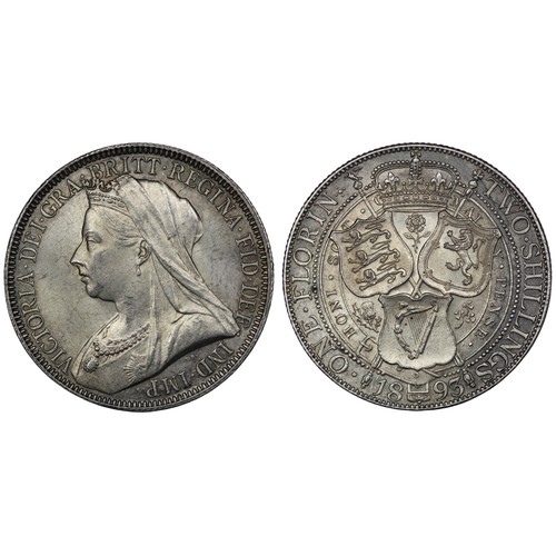 217 - 1893 Florin, Victoria. Obv. old veiled head, Rev. three shields of England, Scotland & Ireland w... 