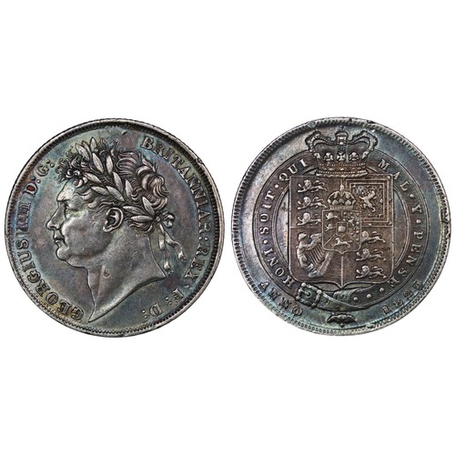 232 - 1825 Shilling, George IV. Obv. laureate bust, Rev. crowned square shield in garter. A few small edge... 