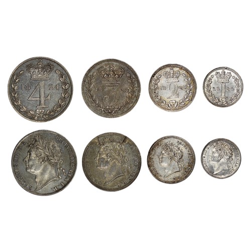 306 - 1824 Maundy Set, George IV. A made set however very well matched overall. The penny and twopence cle... 