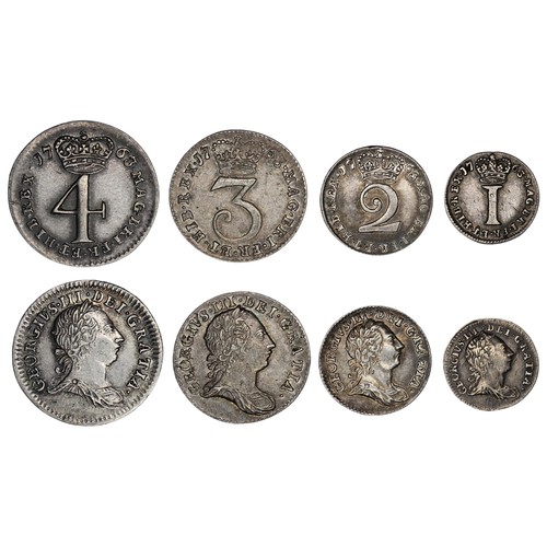 300 - 1763 Maundy Set, George III. A made set of uniform dates. Type A/1 with young laureate bust. Some si... 