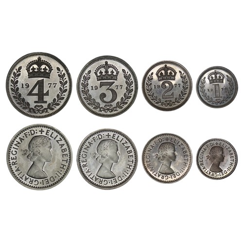 350 - 1977 Maundy Set, George VI. Obv. young head facing right, Rev. crowned denominations dividing date. ... 