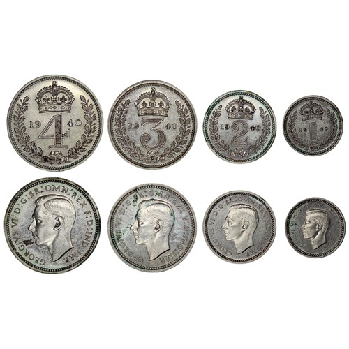 343 - 1940 Maundy Set, George VI. Obv. bare head left, Rev. crowned denominations dividing date. An origin... 