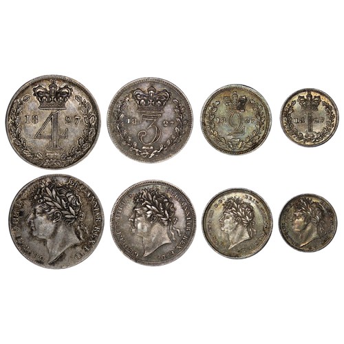 307 - 1827 Maundy Set, George IV. A made set however well matched overall. Generally gVF with attractive d... 