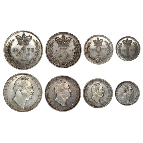 309 - 1833 Maundy Set, William IV. A made set generally of matching tone. Th threepence with some obverse ... 