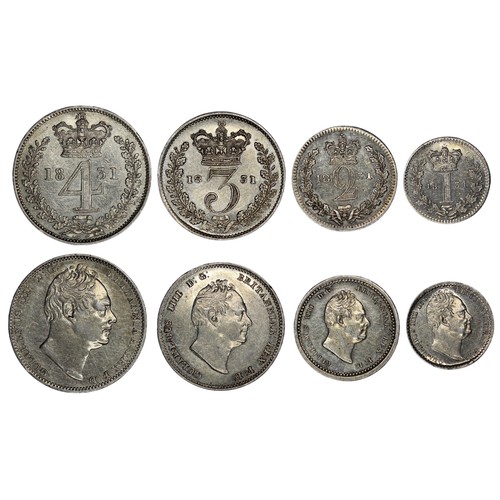 308 - 1831 Maundy Set, William IV. A made set generally of matching tone. Cleaned, generally gVF. [ESC 243... 