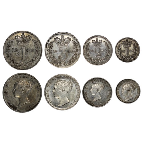 310 - 1840 Maundy Set, Victoria. Obv. young head, rev. crowned denominations dividing date. A made set of ... 