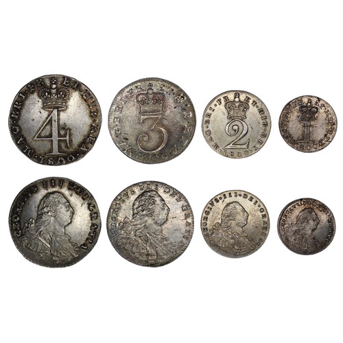 302 - 1800 Maundy Set, George III. A made set of uniform dates. Type C/4 with old laureate and draped bust... 