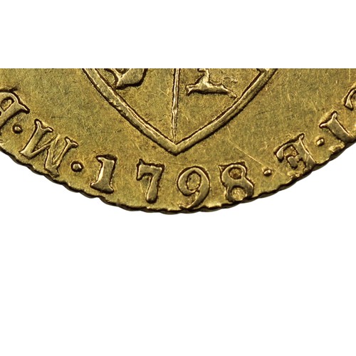 108 - 1798/7 Half Guinea, George III. Scarce overdate variety with the 8 in date over 7 being very clear. ... 