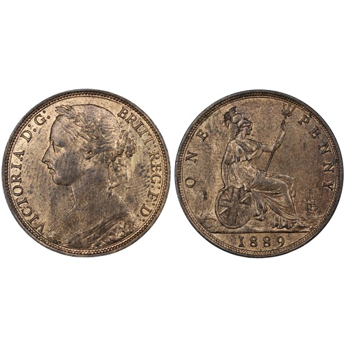 366 - 1889 Penny, Victoria, F128. Obv with young 