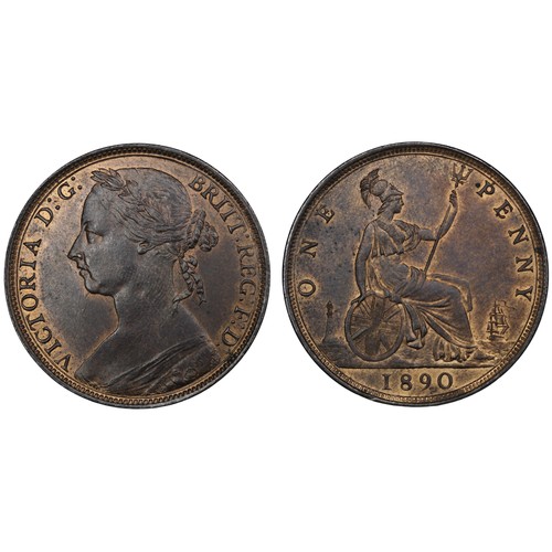 367 - 1890 Penny, Victoria, F130. Obv with young 