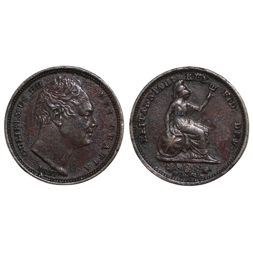 402 - 1837 Half Farthing, William IV. Surfaces pitted though with all major details and legends clear. nVF... 