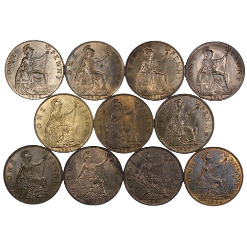 371 - Pennies (11), a mixed assortment of George V issues comprising 1912, 1913, 1916, 1917, 1921 (2), 192... 