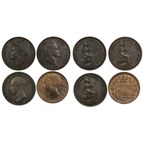 405 - Third Farthings (4), comprising George IV 1827, William IV 1835, Victoria 1844 & 1885 with the l... 