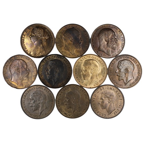 374 - Pennies (10) a mixed assortment comprising 1891, 1902, 1907, 1910, 1916, 1917, 1921, 1927, 1935 &... 