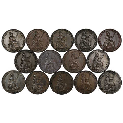 397 - Farthings (14), Victoria young head 1838-1849 partial date run, comprising 1838, 1839, 1840 (2), 184... 