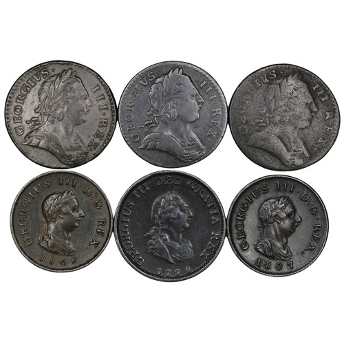 393 - Farthings (6), George III comprising 1773, 1774, 1775, 1799, 1806 & 1807. All from long-term sto... 