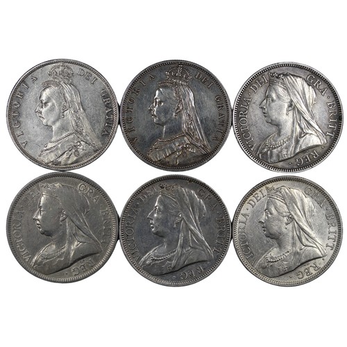 212 - Halfcrowns (6), Victoria Jubilee and old veiled heads comprising 1887 (2), 1893, 1894, 1897 & 19... 