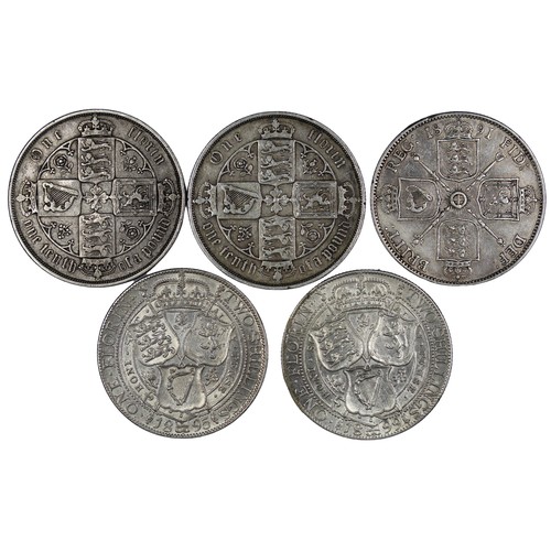 226 - Florins (5), Victoria gothic, jubilee & veiled heads comprising 1883 (2), 1891, 1895 & 1899.... 