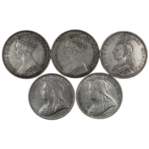 226 - Florins (5), Victoria gothic, jubilee & veiled heads comprising 1883 (2), 1891, 1895 & 1899.... 