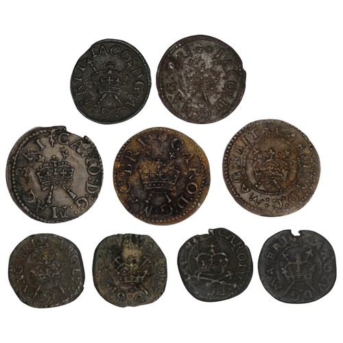 388 - Farthings (9), James I & Charles I, comprising Harrington type, Lennox type, Richmond type (2), ... 